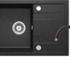 Set chiuveta bucatarie compozit neagra, cu picurator si baterie bucatarie, Corio