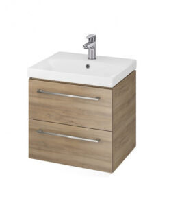 Set dulap baie suspendat 2 sertare Lara cu lavoar Gala City inclus, 50 cm, nuc