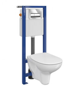 Set vas wc suspendat Arteco cu capac soft close, rezervor incastrat System 01 si clapeta crom lucios Presto