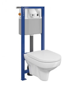Set vas wc suspendat City cu capac soft close, rezervor incastrat System 21 si clapeta crom lucios