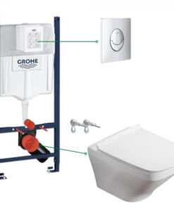 Set vas wc suspendat, clapeta crom, rezervor wc incastrat