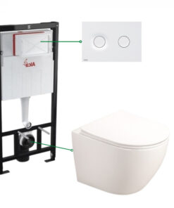 Set vas wc suspendat cu capac Fluminia Alfonzo, rezervor si clapeta alb mat Alcaplast M1976