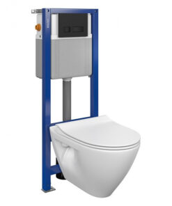 Set vas wc suspendat Mille Plus cu capac soft close, rezervor incastrat Aqua 22 si clapeta negru mat