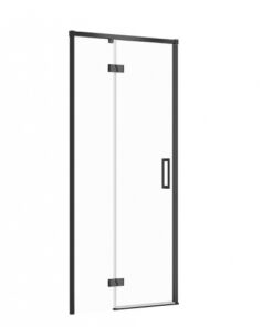 Usa sticla dus batanta 90x195 cm profil negru Cersanit Larga, montare stanga