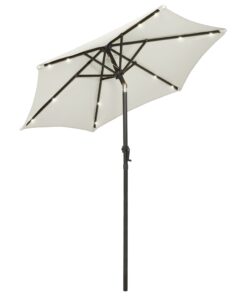 vidaXL Umbrelă de soare cu lumini LED, nisipiu, 200x211 cm, aluminiu
