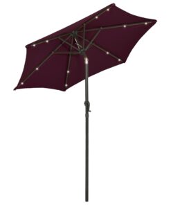 vidaXL Umbrelă de soare cu lumini LED, roșu bordo, 200x211cm, aluminiu