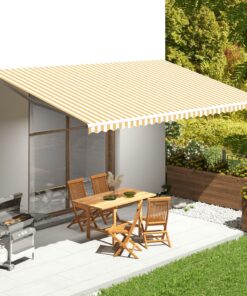 vidaXL Pânză de rezervă copertină, galben și alb, 6x3,5 m