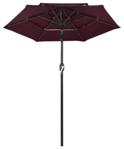 vidaXL Umbrelă de soare 3 niveluri, stâlp aluminiu, roșu bordo, 2 m