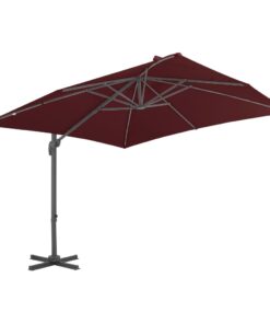 vidaXL Umbrelă în consolă cu stâlp de aluminiu, roșu bordo, 400x300 cm