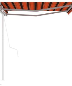 vidaXL Copertină retractabilă automat stâlpi portocaliu/maro 3,5x2,5 m