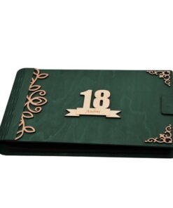 Album foto A4 personalizat, din lemn, Verde inchis, Piksel, GuestBook, Caiet amintiri, Aniversare