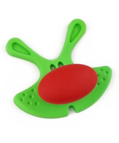 Buton pentru mobila copii Joy Iepuras, finisaj verde cu nasuc rosu CB, 30 mm