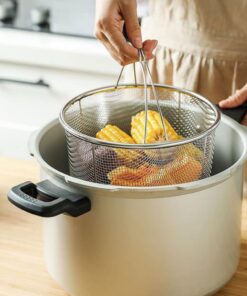 Cos inox tip sita pentru friteuza sau legume, 19,5x9x15,5 cm, Happymax