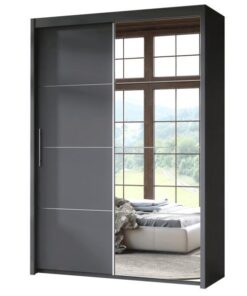 Dulap cu usi glisante mdf gri Kaipo