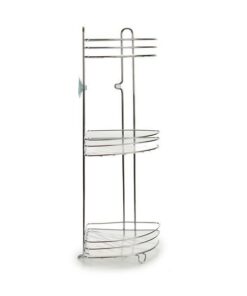 Etajera de colt pentru dus, trei rafturi, montaj ventuze, Metal cromat si plastic