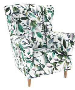 Fotoliu tapiterie textil alb verde Charlot 86x72x105 cm