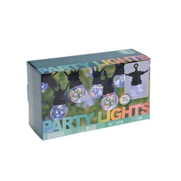 Ghirlanda luminoasa pentru exterior, 10 becuri multicolore, 50 Led, IP44, 7.5 m