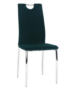 Scaun tapiterie catifea verde smarald picioare crom Oliva