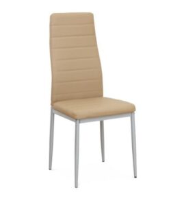 Scaun tapiterie piele ecologica bej metal gri Coleta