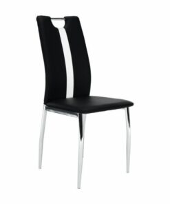 Scaun tapiterie piele ecologica neagra alba picioare crom Signa