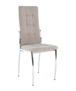 Scaun tapiterie textil maro picioare crom Adora