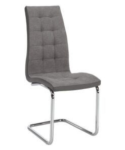 Scaun tapiterie textil piele ecologica gri picioare crom Saloma
