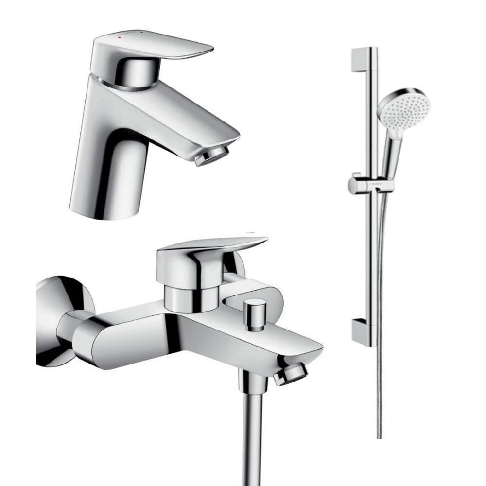 Set baterie lavoar, baterie cada si set de dus, crom, Hansgrohe Logis New