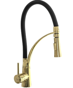 Baterie bucatarie flexibila Rea Gaspar Negru Mat cu Auriu Lucios