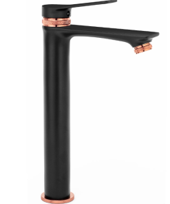 Baterie inalta pentru lavoar REA Viral Rose Gold cu Negru Mat