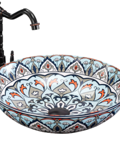 Lavoar pe blat cu model Rea Mexico Alb Lucios