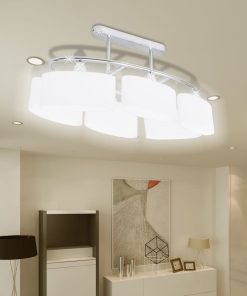 vidaXL Lustră cu abajururi din sticlă, 2 buc., E14