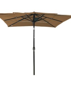 vidaXL Umbrelă de soare 3 niveluri stâlp aluminiu gri taupe 2,5x2,5 m