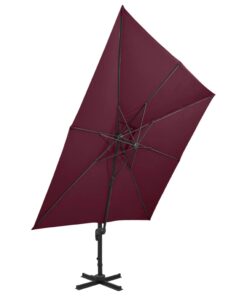 vidaXL Umbrelă suspendată cu înveliș dublu, roșu bordo, 300x300 cm