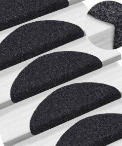 vidaXL Covorașe scări autoadezive, 5 buc., negru, 56x17x3 cm, punch