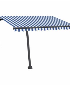 vidaXL Copertină autonomă retractabilă automat albastru&alb 300x250 cm