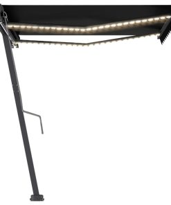 vidaXL Copertină automată cu senzor vânt & LED, antracit, 350x250 cm