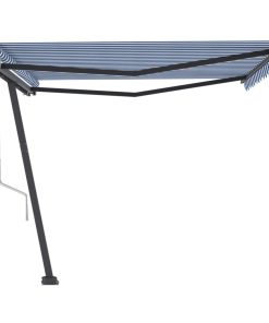 vidaXL Copertină autonomă retractabilă automat albastru&alb 400x300 cm