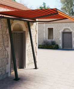 vidaXL Copertină retractabilă automat stâlpi portocaliu&maro 3,5x2,5 m