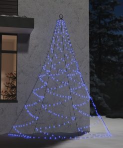 vidaXL Brad de perete cârlig metalic albastru 260 LED 3 m int/exterior