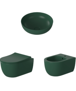 Set lavoar, vas wc și bideu suspendat Massi Molis Verde