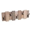 Cuier de perete cu 5 agatatori din lemn natur si fier negru Inca 72x10x24 cm