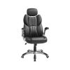 Scaun birou directorial, brate si tetiera reglabile, spatar ergonomic, piele ecologica, Negru