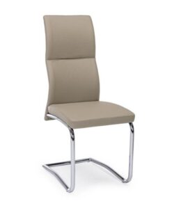 Scaun cu spatar din piele ecologica maro argintiu Thelma 44 cm x 58 cm x 104 h x 47 h