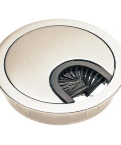 Suport doza trecere cablu metalica, finisaj otel periat, cu perii &Oslash;60 mm