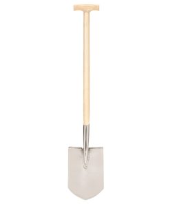 vidaXL Lopată grădină cu mâner în formă T, oțel inoxidabil/lemn frasin