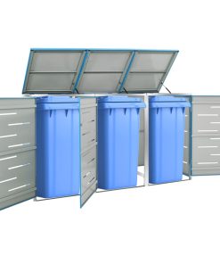 vidaXL Magazie pentru trei pubele, 207x77,5x115 cm, oțel inoxidabil