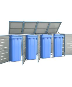 vidaXL Magazie pentru patru pubele 276,5x77,5x115,5 cm oțel inoxidabil