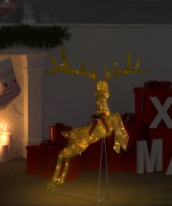 vidaXL Decorațiune ren zburător de Crăciun 120 LED-uri alb cald auriu