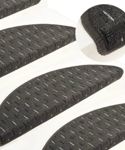 vidaXL Covorașe de trepte de scară, 15 buc., antracit, 65x21x4 cm