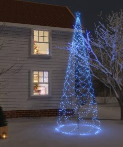 vidaXL Pom de Crăciun cu stâlp de metal, 1400 LED-uri, albastru, 5 m